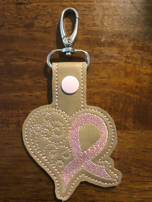 Heart Cancer Ribbon Snap Tab In the Hoop Embroidery Files,Embroidery Designs,In the Hoop Embroidery,Snapt Tab digital Files,Key Fobs