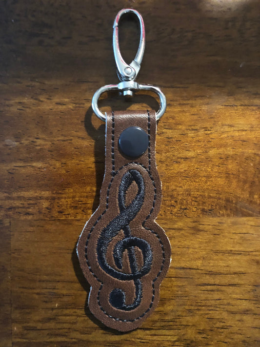 Treble Clef music note Snap Tab In the Hoop Embroidery Design