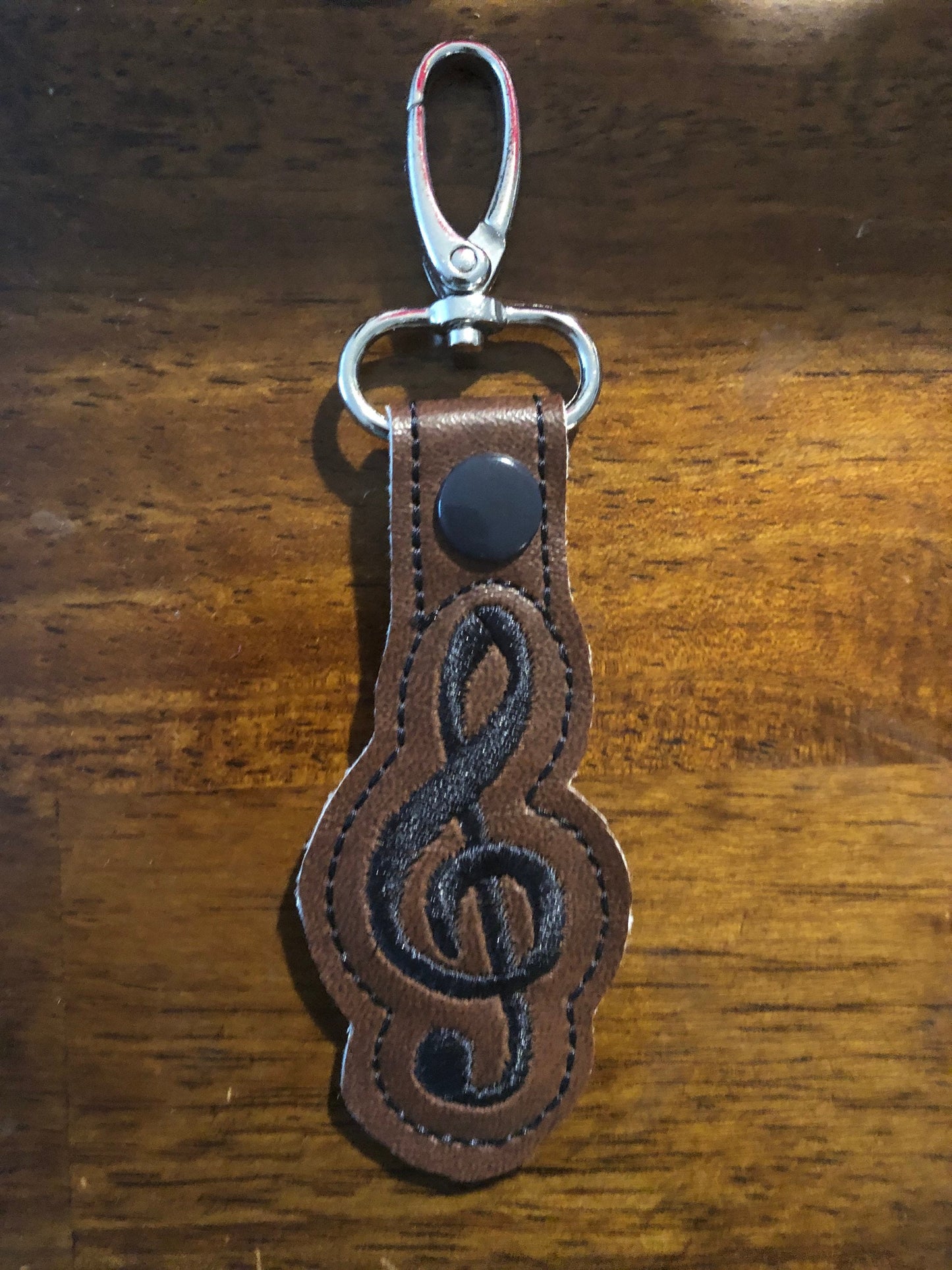 Treble Clef music note Snap Tab In the Hoop Embroidery Design