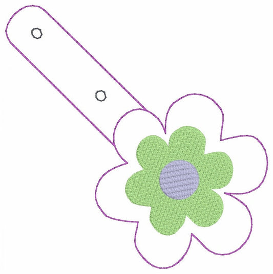 Flower snap tab Embroidery Design