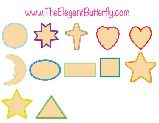 Embroidery files of Applique Shapes 12 Different Shapes