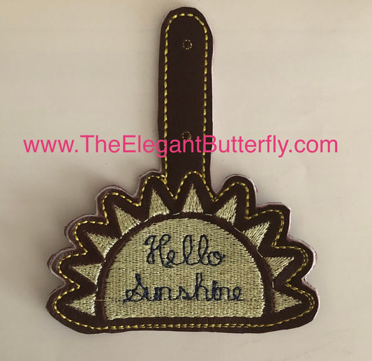 Hello Sunshine snap tab Embroidery Design