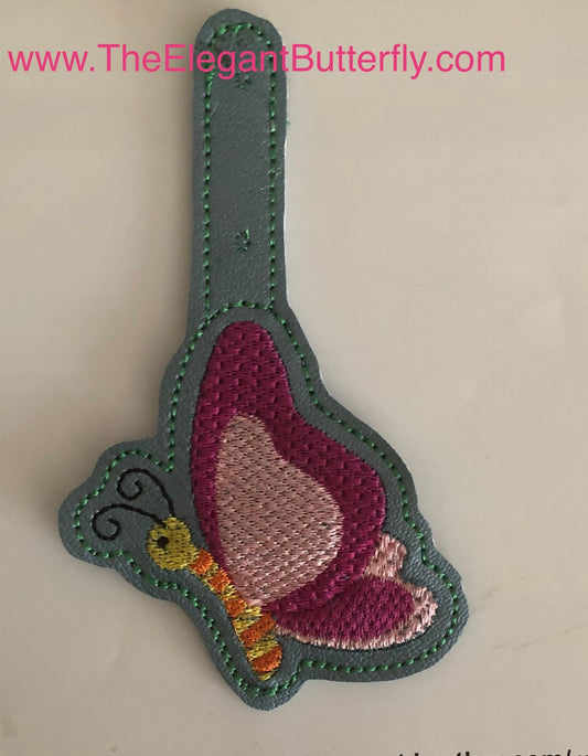 One sided Butterfly snap tab Embroidery Design