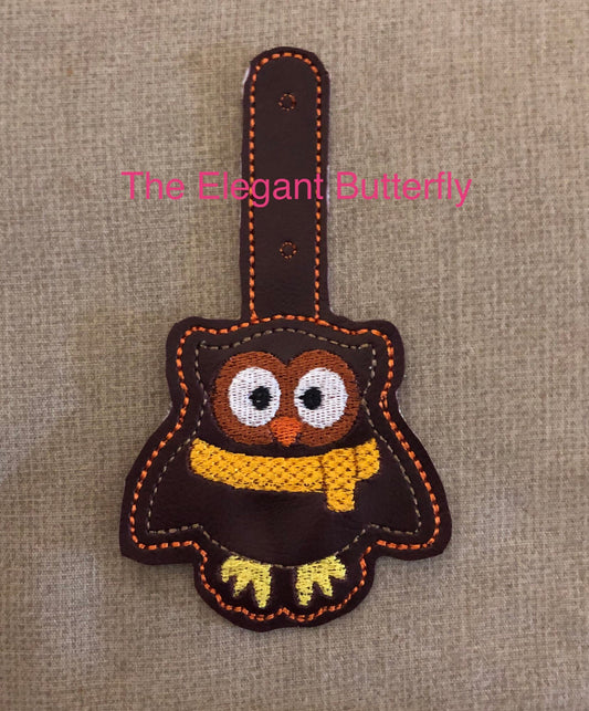 In the Hoop Fall Owl snap tab