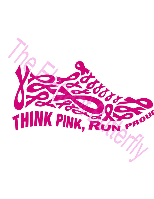 Breast Cancer Awareness Shoe SVG | Think Pink Walk Proud Ribbon Design